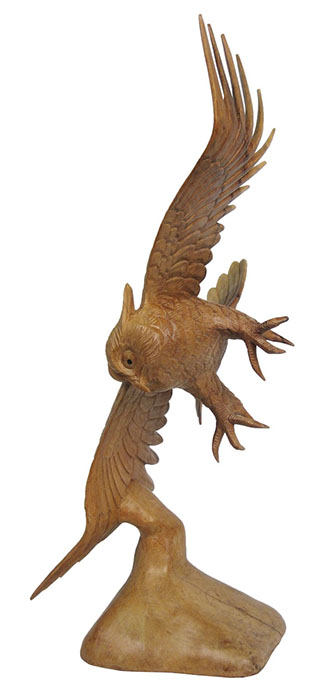 Wooden Flying Owl Carving - Click Image to Close